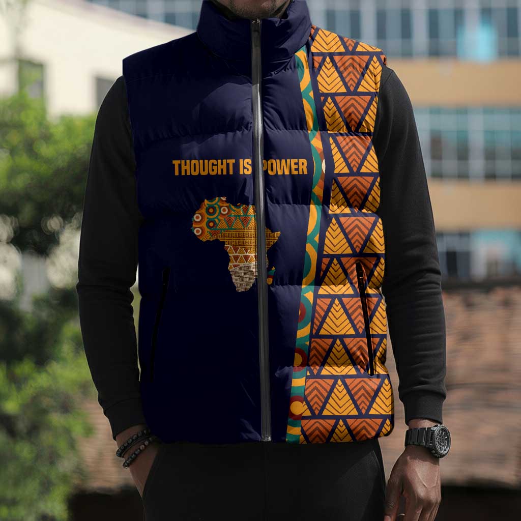 Kwame Nkrumah Ghana Sleeveless Puffer Jacket African Map Pattern Design and Economic Freedom Quote Tribute - Wonder Print Shop