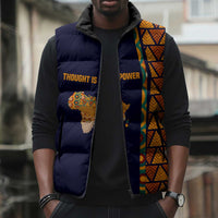 Kwame Nkrumah Ghana Sleeveless Puffer Jacket African Map Pattern Design and Economic Freedom Quote Tribute - Wonder Print Shop