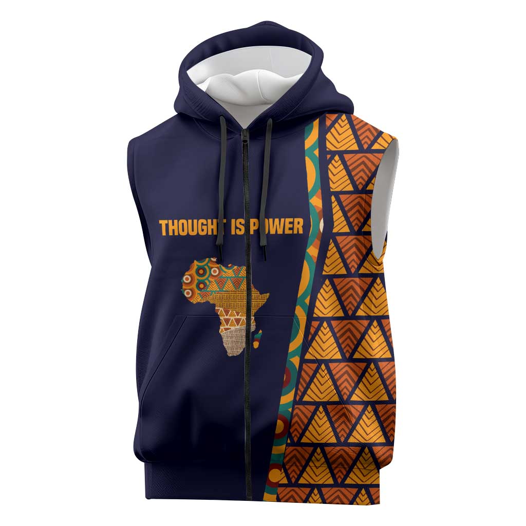 Kwame Nkrumah Ghana Sleeveless Zip Hoodie African Map Pattern Design and Economic Freedom Quote Tribute - Wonder Print Shop