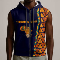 Kwame Nkrumah Ghana Sleeveless Zip Hoodie African Map Pattern Design and Economic Freedom Quote Tribute - Wonder Print Shop