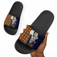Kwame Nkrumah Ghana Slide Sandals African Map Pattern Design and Economic Freedom Quote Tribute - Wonder Print Shop