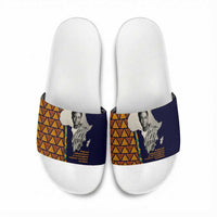 Kwame Nkrumah Ghana Slide Sandals African Map Pattern Design and Economic Freedom Quote Tribute - Wonder Print Shop
