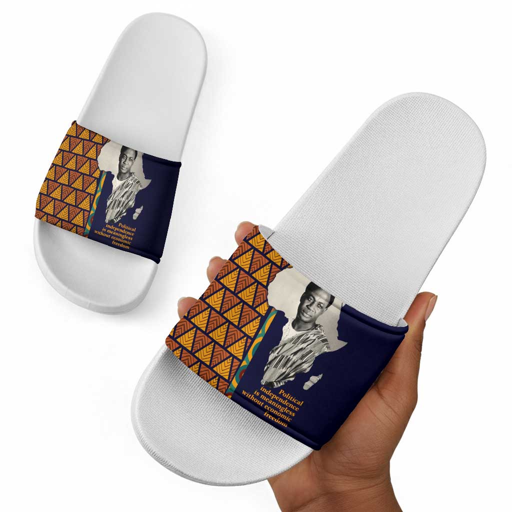Kwame Nkrumah Ghana Slide Sandals African Map Pattern Design and Economic Freedom Quote Tribute - Wonder Print Shop
