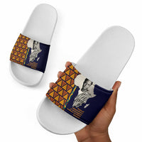 Kwame Nkrumah Ghana Slide Sandals African Map Pattern Design and Economic Freedom Quote Tribute - Wonder Print Shop