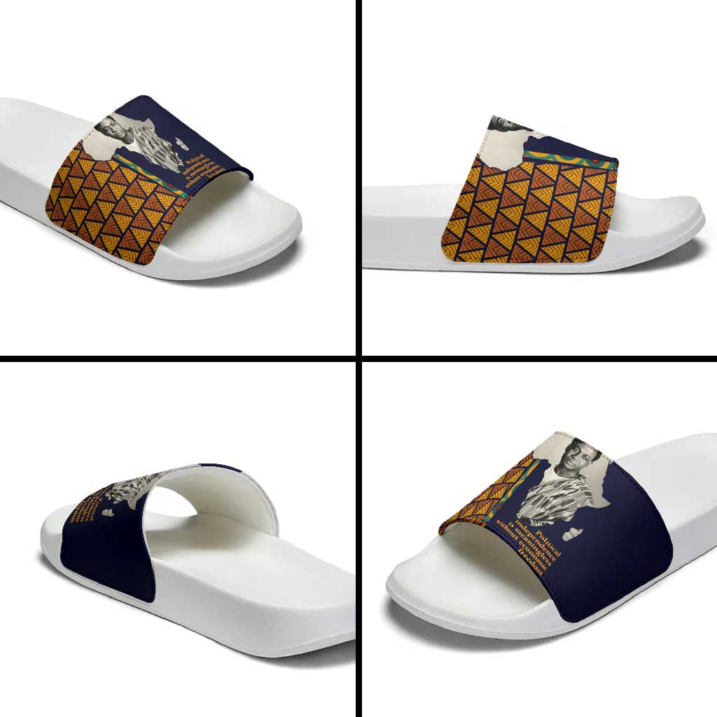 Kwame Nkrumah Ghana Slide Sandals African Map Pattern Design and Economic Freedom Quote Tribute - Wonder Print Shop