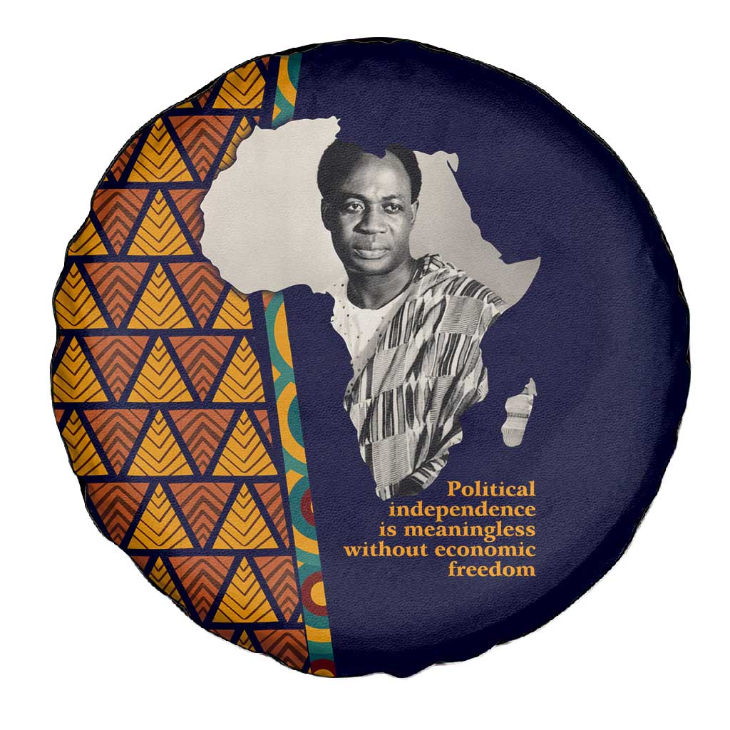 Kwame Nkrumah Ghana Spare Tire Cover African Map Pattern Design and Economic Freedom Quote Tribute - Wonder Print Shop