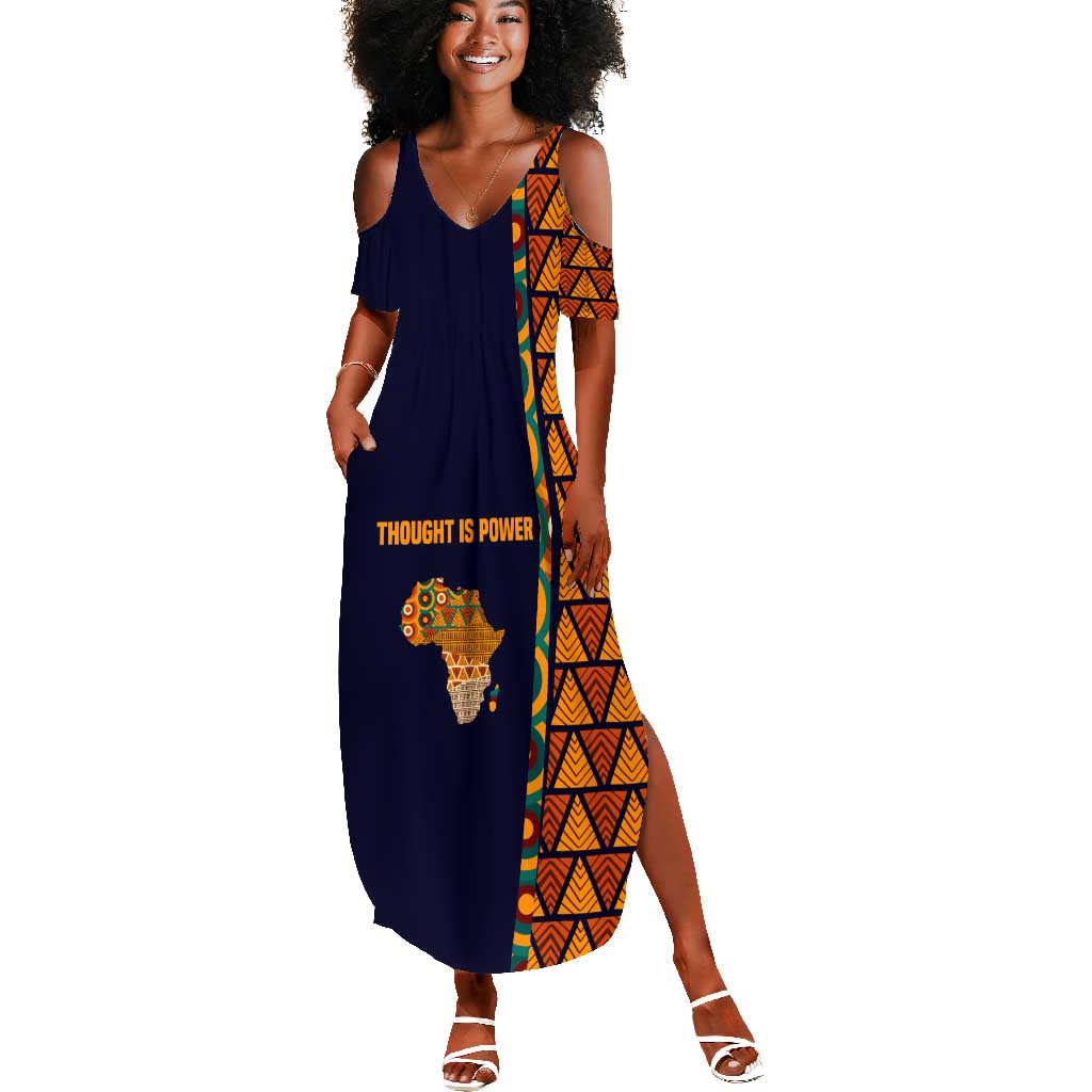 Kwame Nkrumah Ghana Summer Maxi Dress African Map Pattern Design and Economic Freedom Quote Tribute - Wonder Print Shop