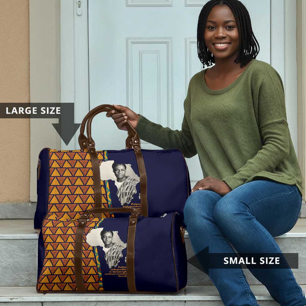 Kwame Nkrumah Ghana Travel Bag African Map Pattern Design and Economic Freedom Quote Tribute - Wonder Print Shop