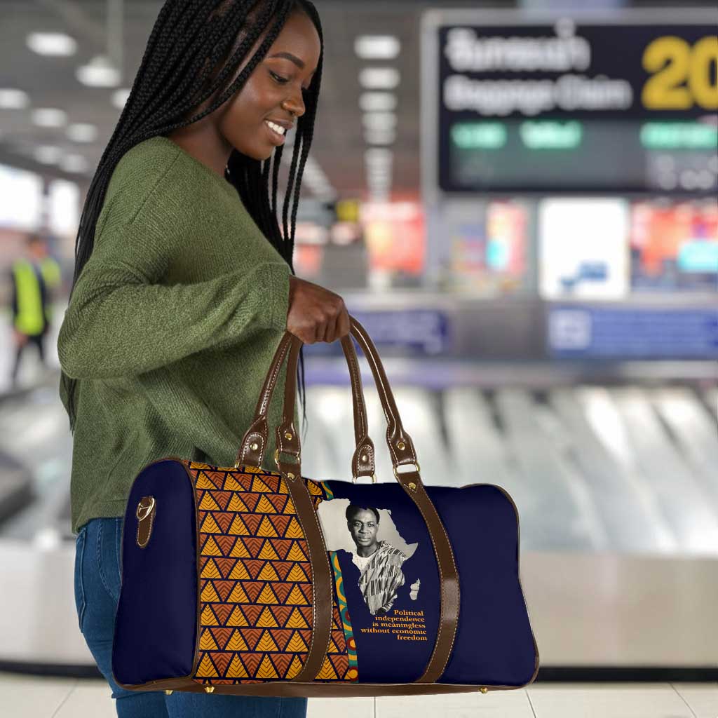 Kwame Nkrumah Ghana Travel Bag African Map Pattern Design and Economic Freedom Quote Tribute - Wonder Print Shop