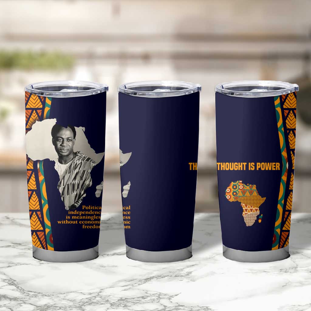 Kwame Nkrumah Ghana Tumbler Cup African Map Pattern Design and Economic Freedom Quote Tribute - Wonder Print Shop