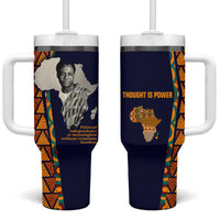 Kwame Nkrumah Ghana Tumbler With Handle African Map Pattern Design and Economic Freedom Quote Tribute - Wonder Print Shop