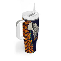 Kwame Nkrumah Ghana Tumbler With Handle African Map Pattern Design and Economic Freedom Quote Tribute - Wonder Print Shop