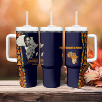 Kwame Nkrumah Ghana Tumbler With Handle African Map Pattern Design and Economic Freedom Quote Tribute - Wonder Print Shop