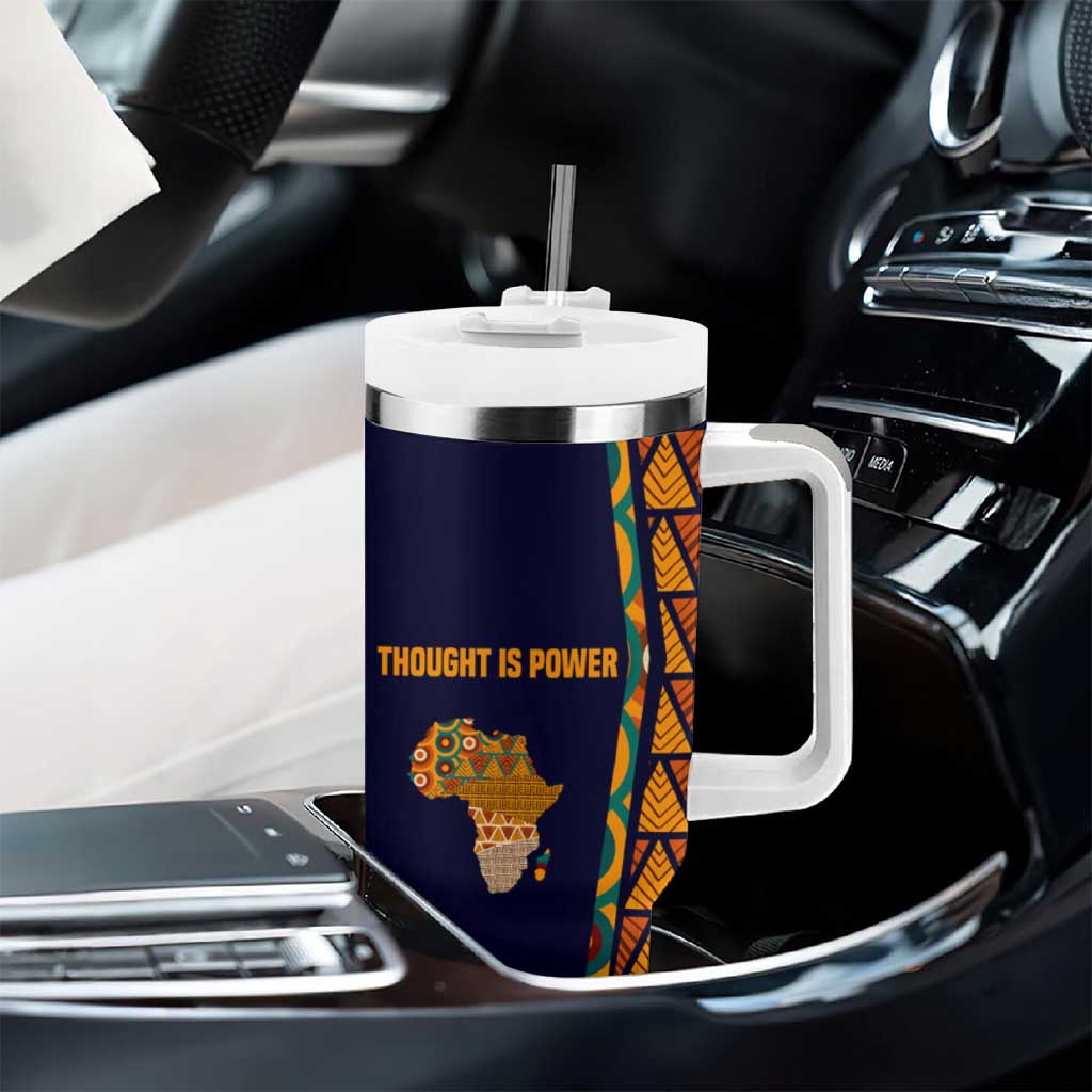 Kwame Nkrumah Ghana Tumbler With Handle African Map Pattern Design and Economic Freedom Quote Tribute - Wonder Print Shop
