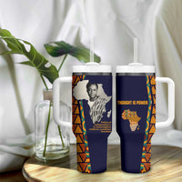 Kwame Nkrumah Ghana Tumbler With Handle African Map Pattern Design and Economic Freedom Quote Tribute - Wonder Print Shop