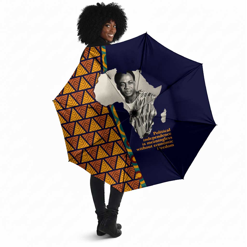 Kwame Nkrumah Ghana Umbrella African Map Pattern Design and Economic Freedom Quote Tribute - Wonder Print Shop