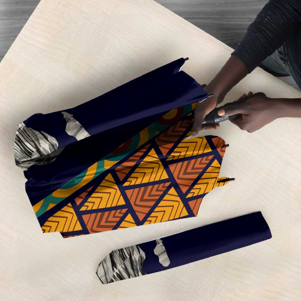 Kwame Nkrumah Ghana Umbrella African Map Pattern Design and Economic Freedom Quote Tribute - Wonder Print Shop