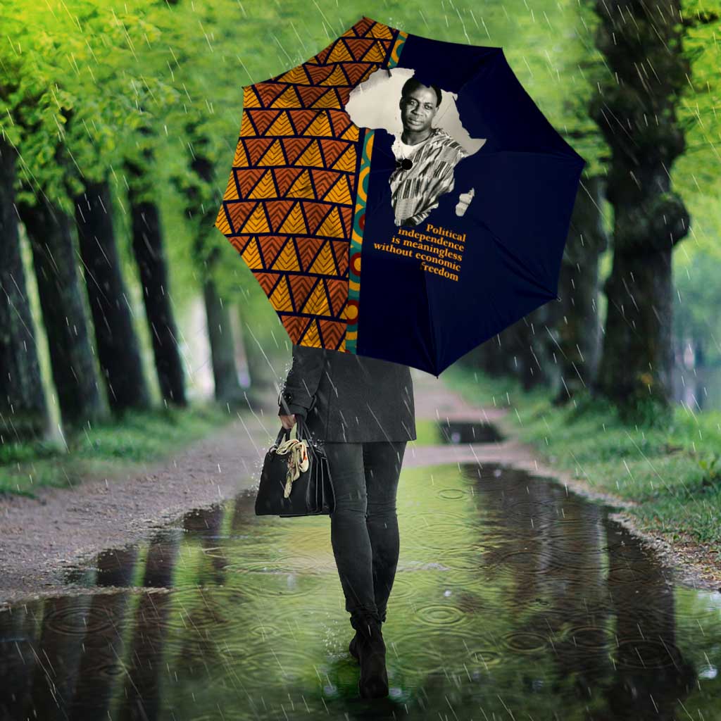 Kwame Nkrumah Ghana Umbrella African Map Pattern Design and Economic Freedom Quote Tribute - Wonder Print Shop