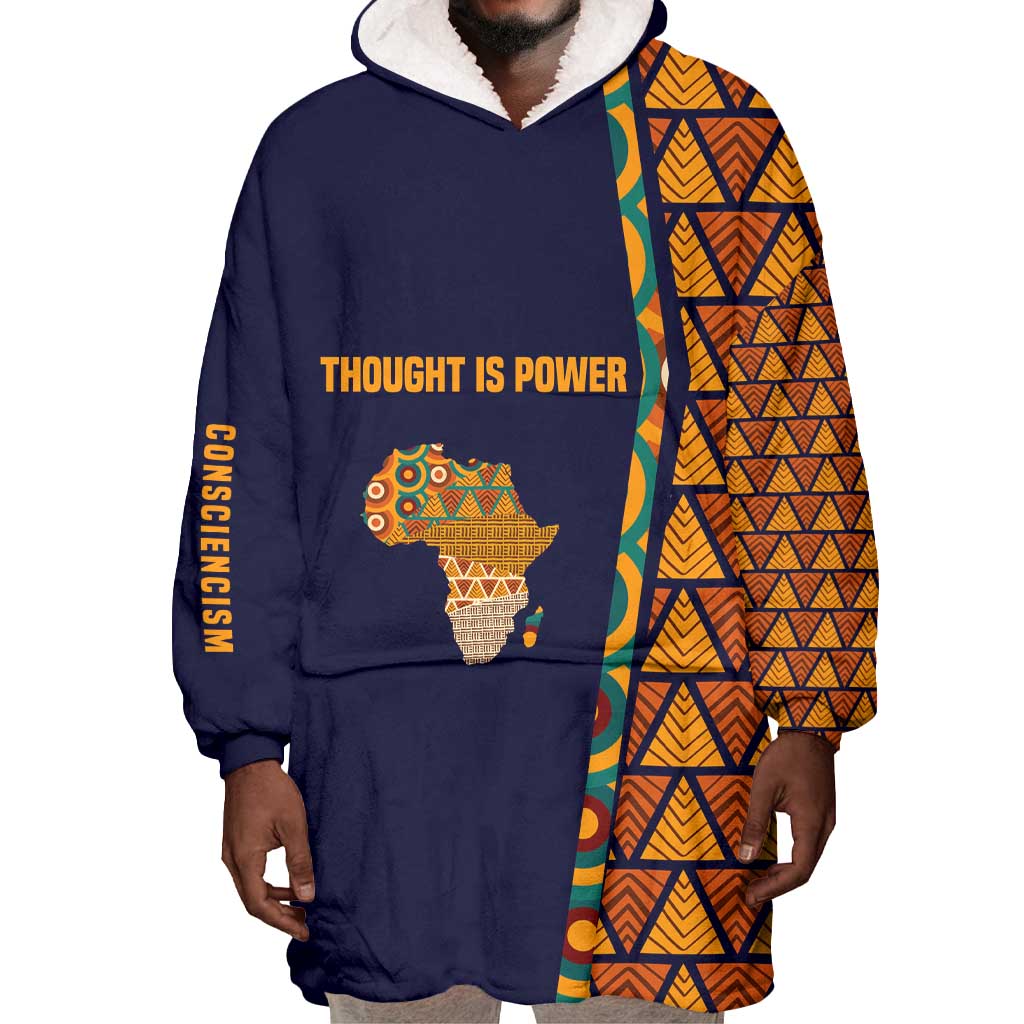 Kwame Nkrumah Ghana Wearable Blanket Hoodie African Map Pattern Design and Economic Freedom Quote Tribute - Wonder Print Shop