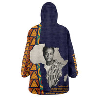 Kwame Nkrumah Ghana Wearable Blanket Hoodie African Map Pattern Design and Economic Freedom Quote Tribute - Wonder Print Shop