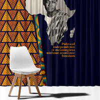 Kwame Nkrumah Ghana Window Curtain African Map Pattern Design and Economic Freedom Quote Tribute - Wonder Print Shop