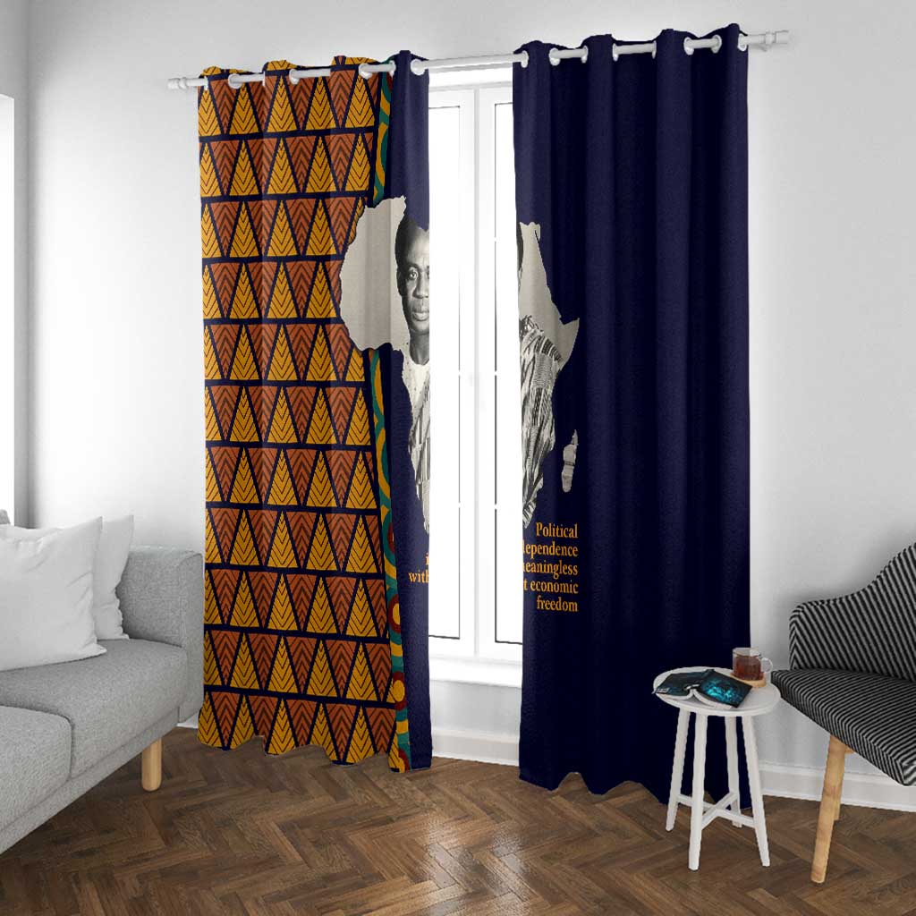 Kwame Nkrumah Ghana Window Curtain African Map Pattern Design and Economic Freedom Quote Tribute - Wonder Print Shop