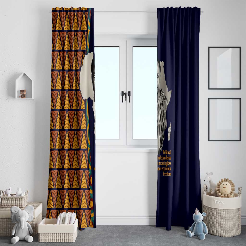 Kwame Nkrumah Ghana Window Curtain African Map Pattern Design and Economic Freedom Quote Tribute - Wonder Print Shop