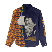 Kwame Nkrumah Ghana Women Casual Shirt African Map Pattern Design and Economic Freedom Quote Tribute - Wonder Print Shop