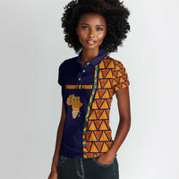 Kwame Nkrumah Ghana Women Polo Shirt African Map Pattern Design and Economic Freedom Quote Tribute - Wonder Print Shop