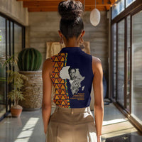 Kwame Nkrumah Ghana Women Sleeveless Polo Shirt African Map Pattern Design and Economic Freedom Quote Tribute - Wonder Print Shop