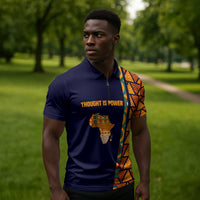 Kwame Nkrumah Ghana Zipper Polo Shirt African Map Pattern Design and Economic Freedom Quote Tribute - Wonder Print Shop