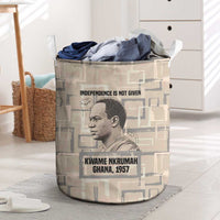 Kwame Nkrumah Laundry Basket with Raised Fist Design and Independence Quote Ghana 1957 Tribute - Wonder Print Shop