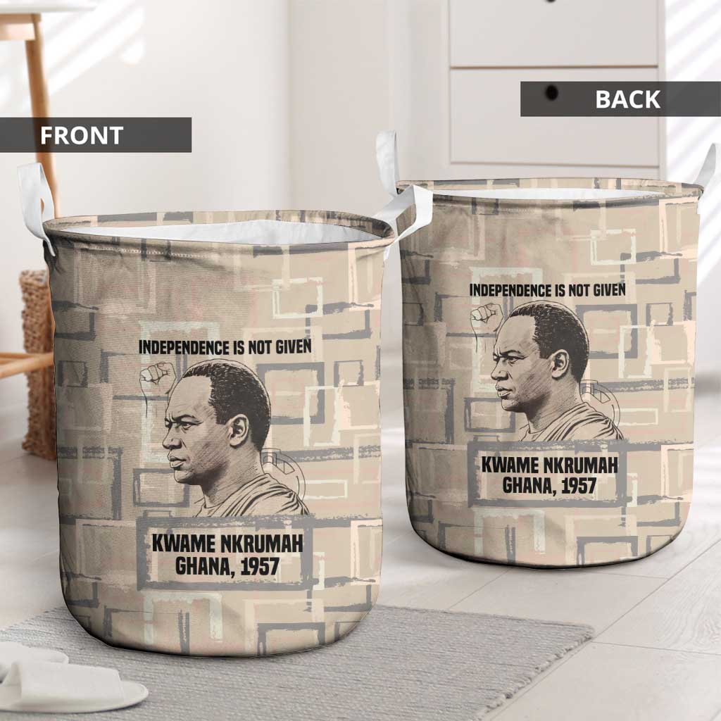 Kwame Nkrumah Laundry Basket with Raised Fist Design and Independence Quote Ghana 1957 Tribute - Wonder Print Shop