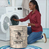 Kwame Nkrumah Laundry Basket with Raised Fist Design and Independence Quote Ghana 1957 Tribute - Wonder Print Shop