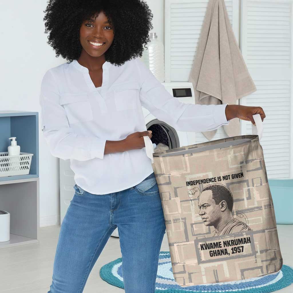 Kwame Nkrumah Laundry Basket with Raised Fist Design and Independence Quote Ghana 1957 Tribute - Wonder Print Shop