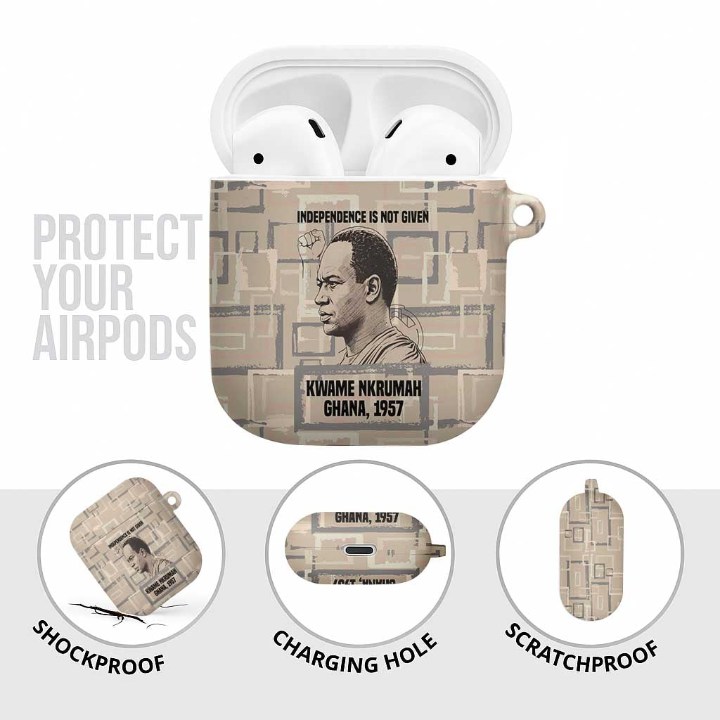 Kwame Nkrumah AirPods Case with Raised Fist Design and Independence Quote Ghana 1957 Tribute - Wonder Print Shop