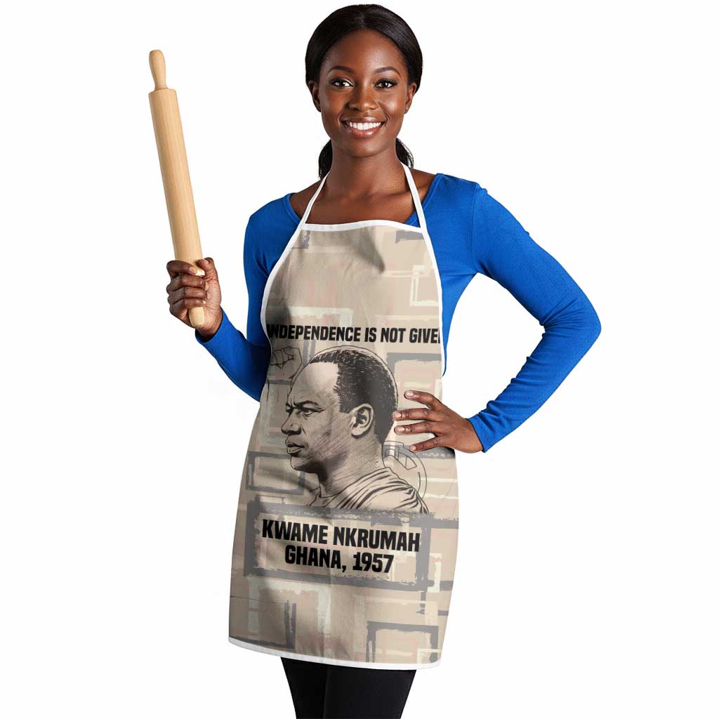 Kwame Nkrumah Apron with Raised Fist Design and Independence Quote Ghana 1957 Tribute - Wonder Print Shop