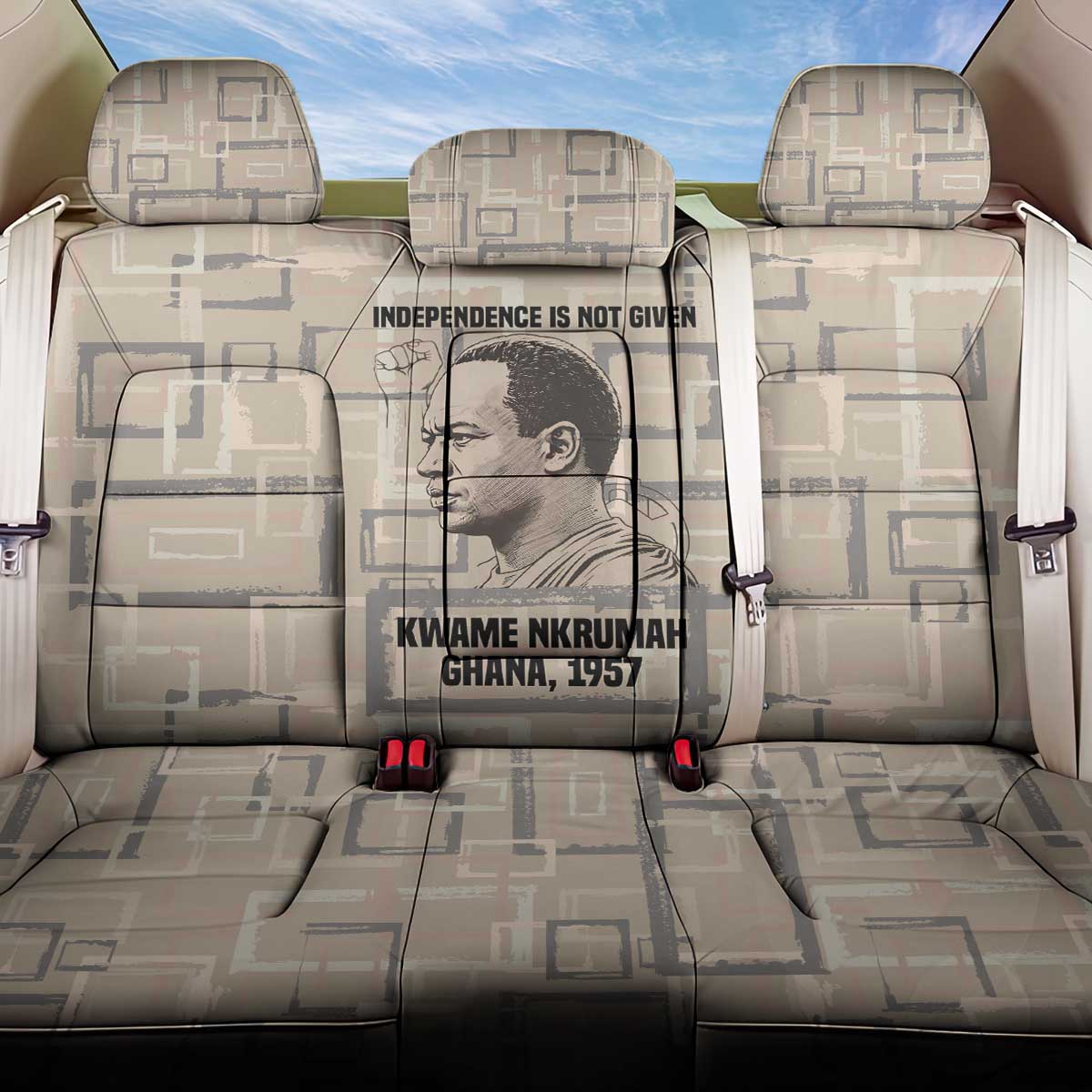 Kwame Nkrumah Back Car Seat Cover with Raised Fist Design and Independence Quote Ghana 1957 Tribute - Wonder Print Shop