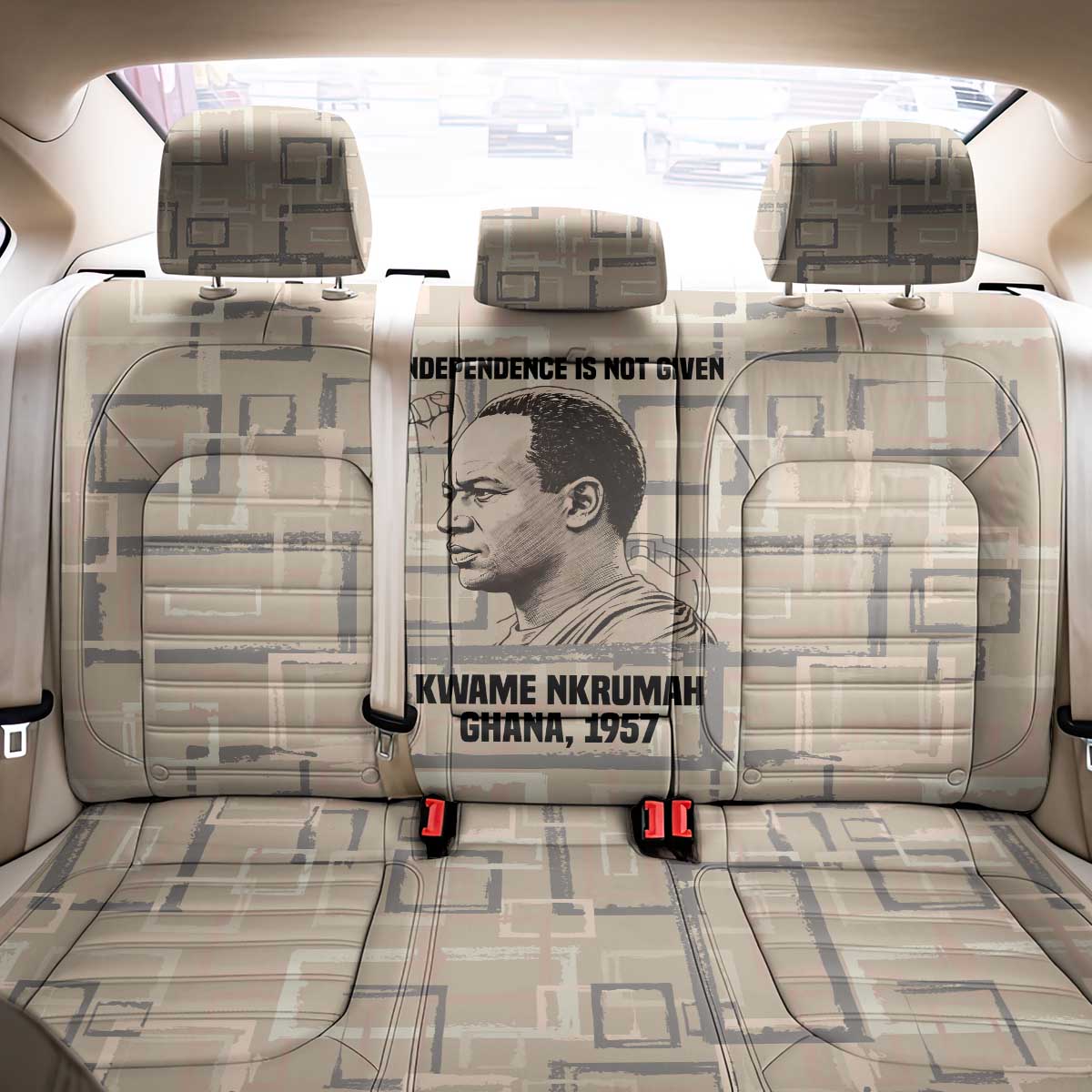 Kwame Nkrumah Back Car Seat Cover with Raised Fist Design and Independence Quote Ghana 1957 Tribute - Wonder Print Shop