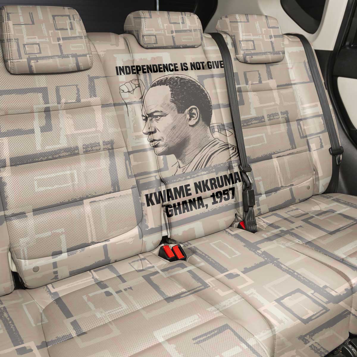 Kwame Nkrumah Back Car Seat Cover with Raised Fist Design and Independence Quote Ghana 1957 Tribute - Wonder Print Shop