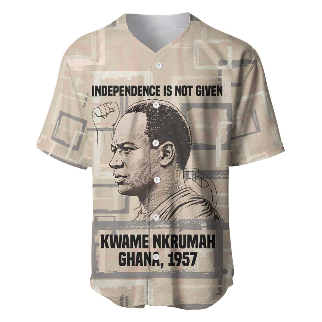 Kwame Nkrumah Baseball Jersey with Raised Fist Design and Independence Quote Ghana 1957 Tribute - Wonder Print Shop