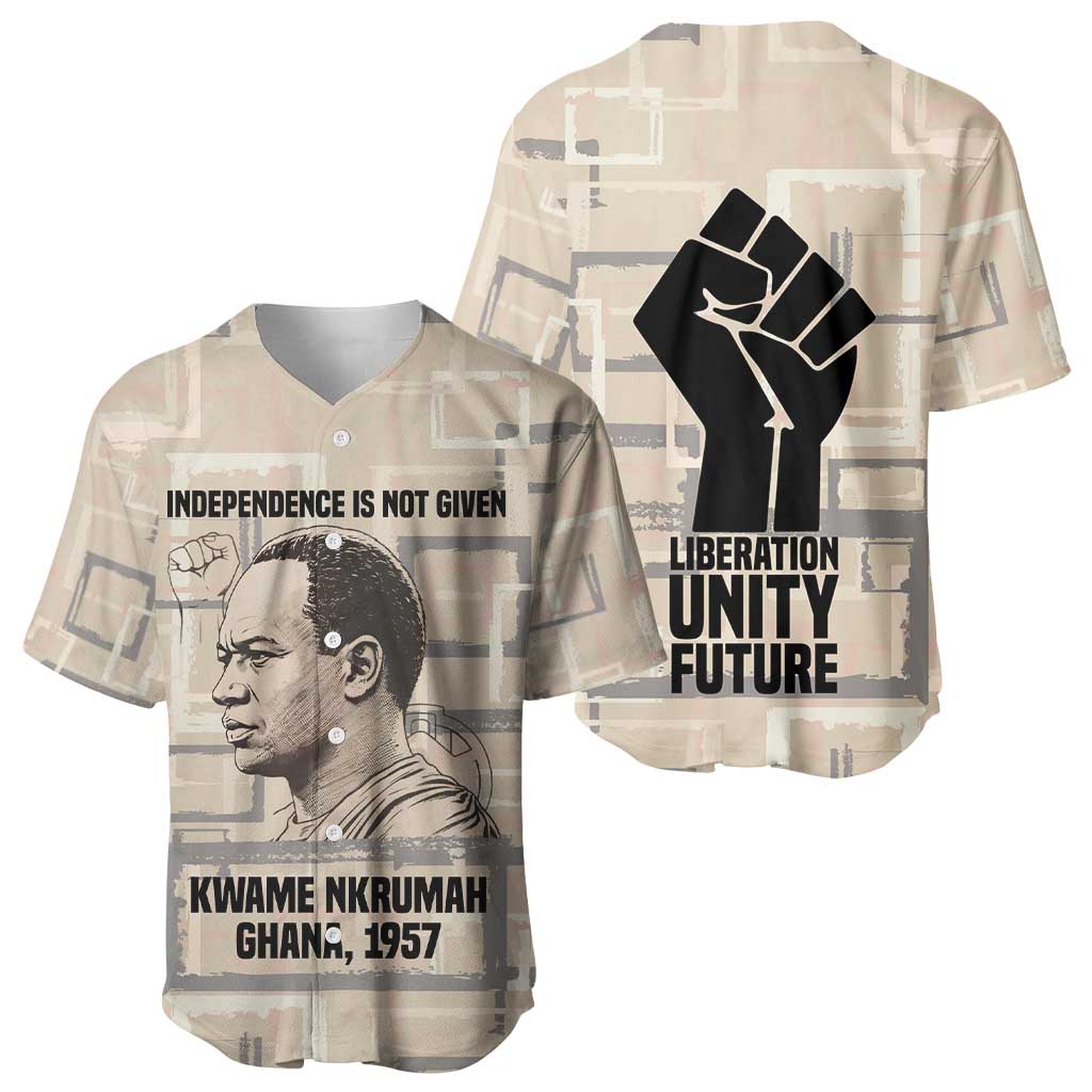 Kwame Nkrumah Baseball Jersey with Raised Fist Design and Independence Quote Ghana 1957 Tribute - Wonder Print Shop