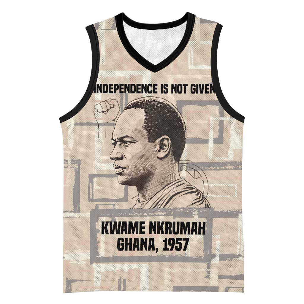 Kwame Nkrumah Basketball Jersey with Raised Fist Design and Independence Quote Ghana 1957 Tribute - Wonder Print Shop