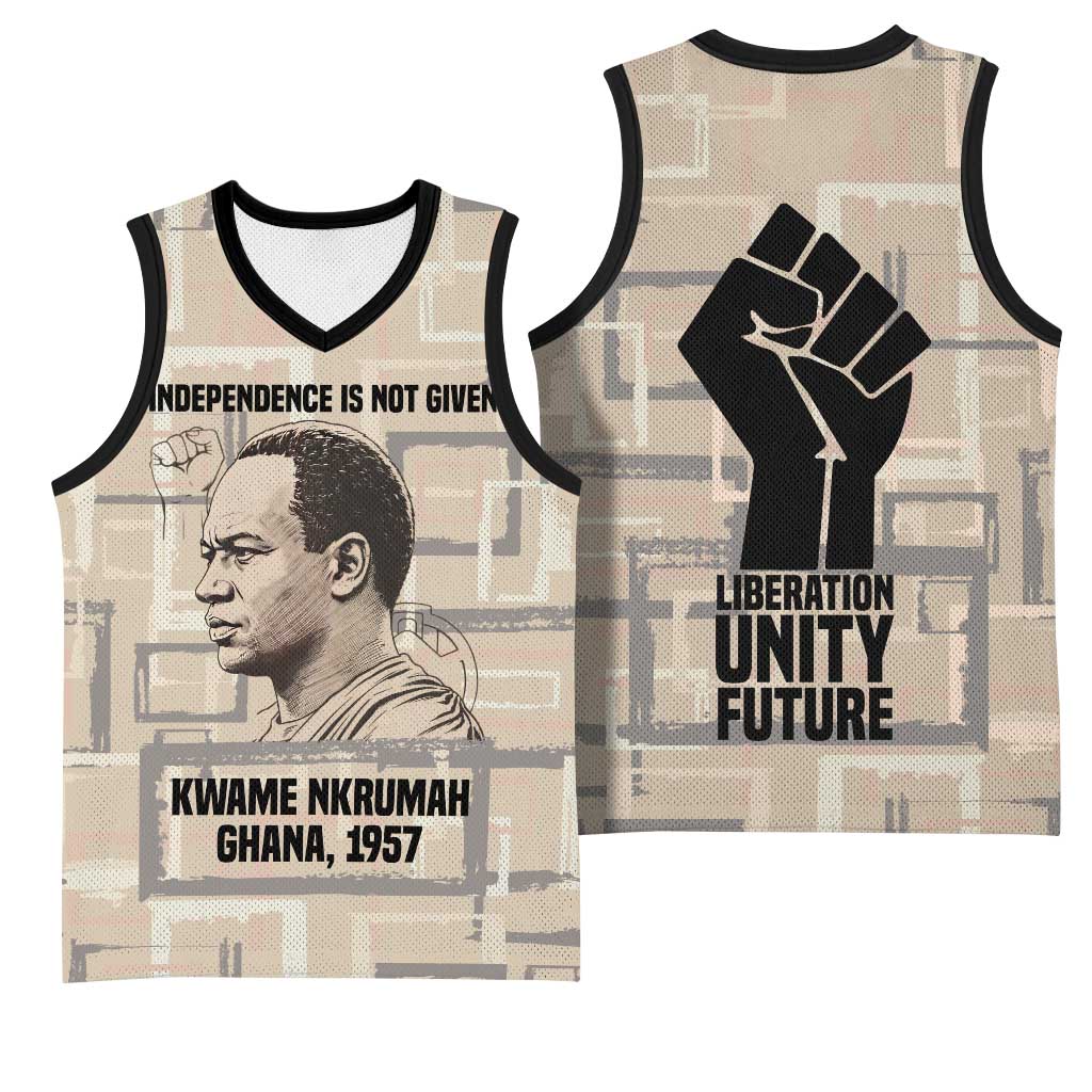 Kwame Nkrumah Basketball Jersey with Raised Fist Design and Independence Quote Ghana 1957 Tribute - Wonder Print Shop