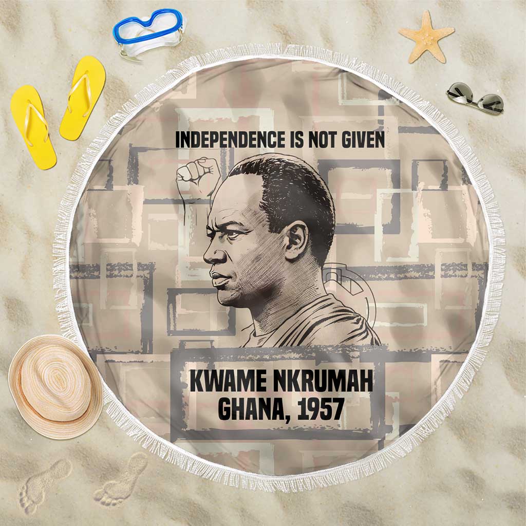 Kwame Nkrumah Beach Blanket with Raised Fist Design and Independence Quote Ghana 1957 Tribute - Wonder Print Shop