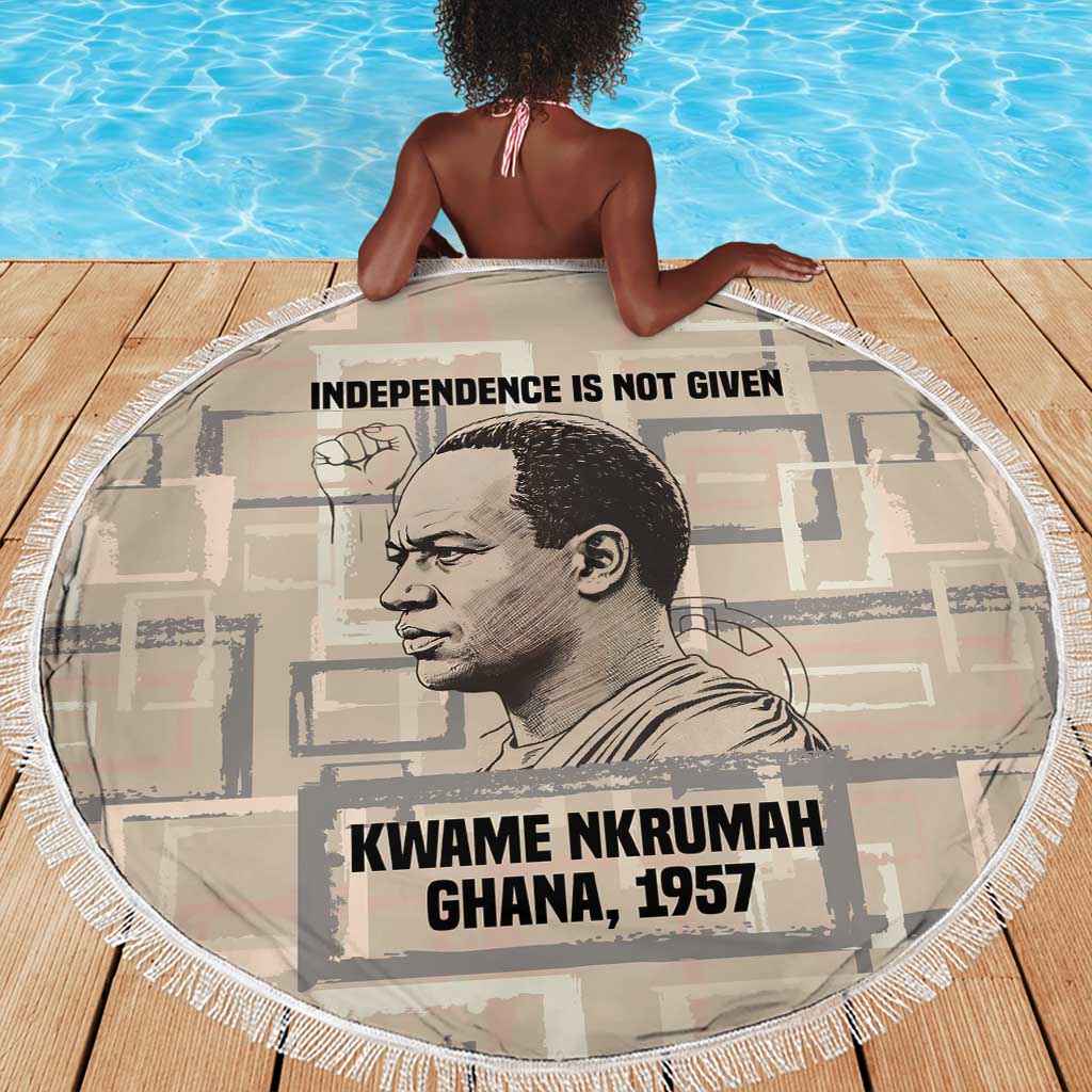 Kwame Nkrumah Beach Blanket with Raised Fist Design and Independence Quote Ghana 1957 Tribute - Wonder Print Shop