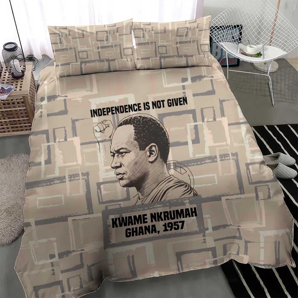 Kwame Nkrumah Bedding Set with Raised Fist Design and Independence Quote Ghana 1957 Tribute - Wonder Print Shop