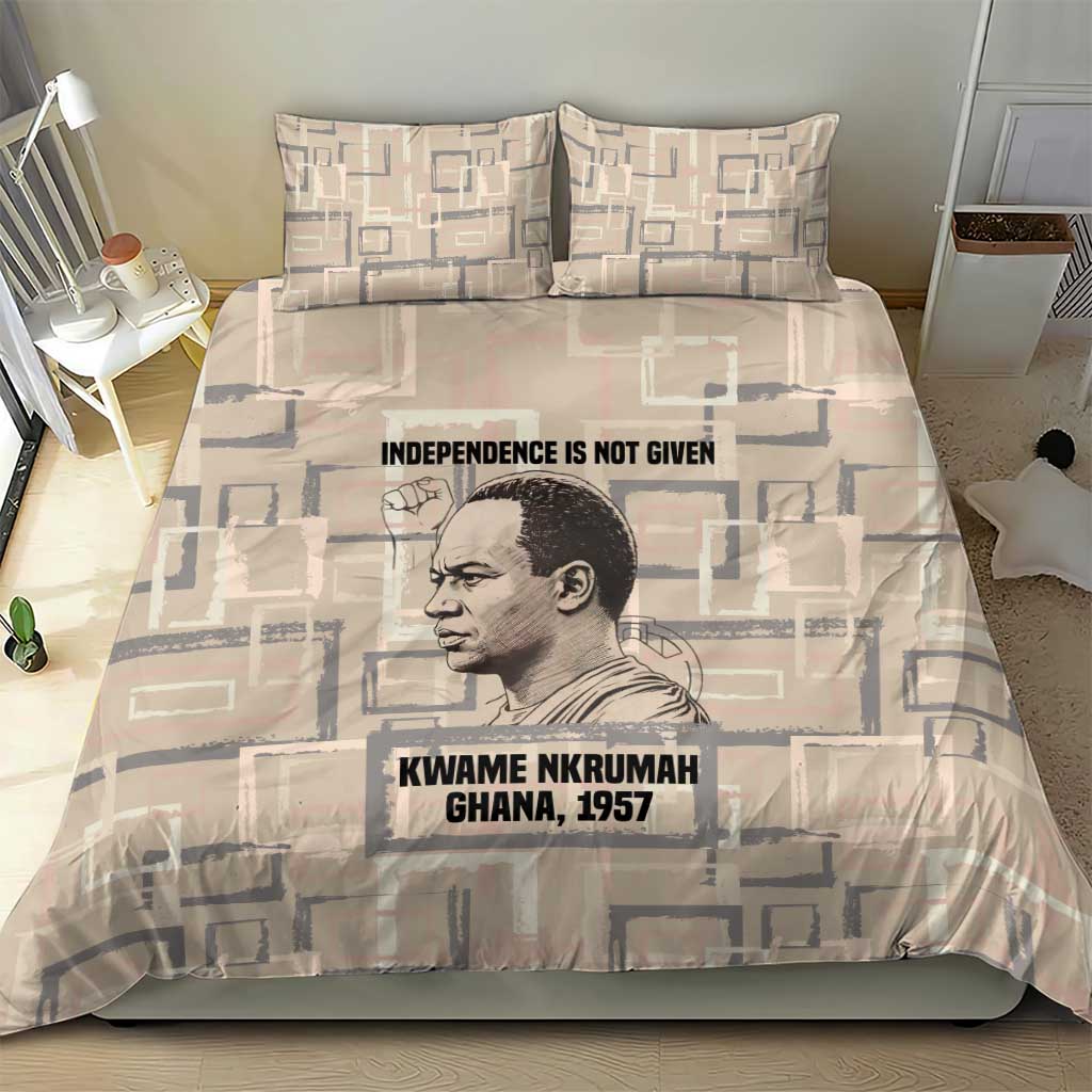 Kwame Nkrumah Bedding Set with Raised Fist Design and Independence Quote Ghana 1957 Tribute - Wonder Print Shop