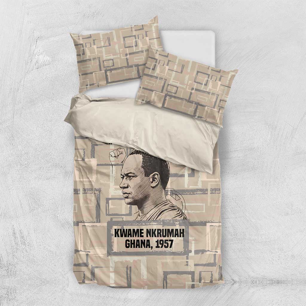 Kwame Nkrumah Bedding Set with Raised Fist Design and Independence Quote Ghana 1957 Tribute - Wonder Print Shop