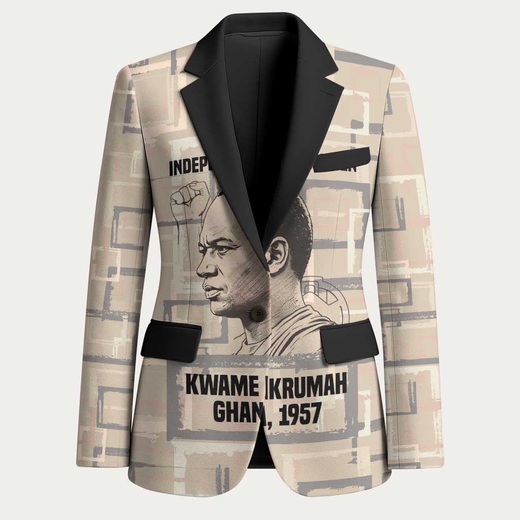 Kwame Nkrumah Blazer with Raised Fist Design and Independence Quote Ghana 1957 Tribute - Wonder Print Shop